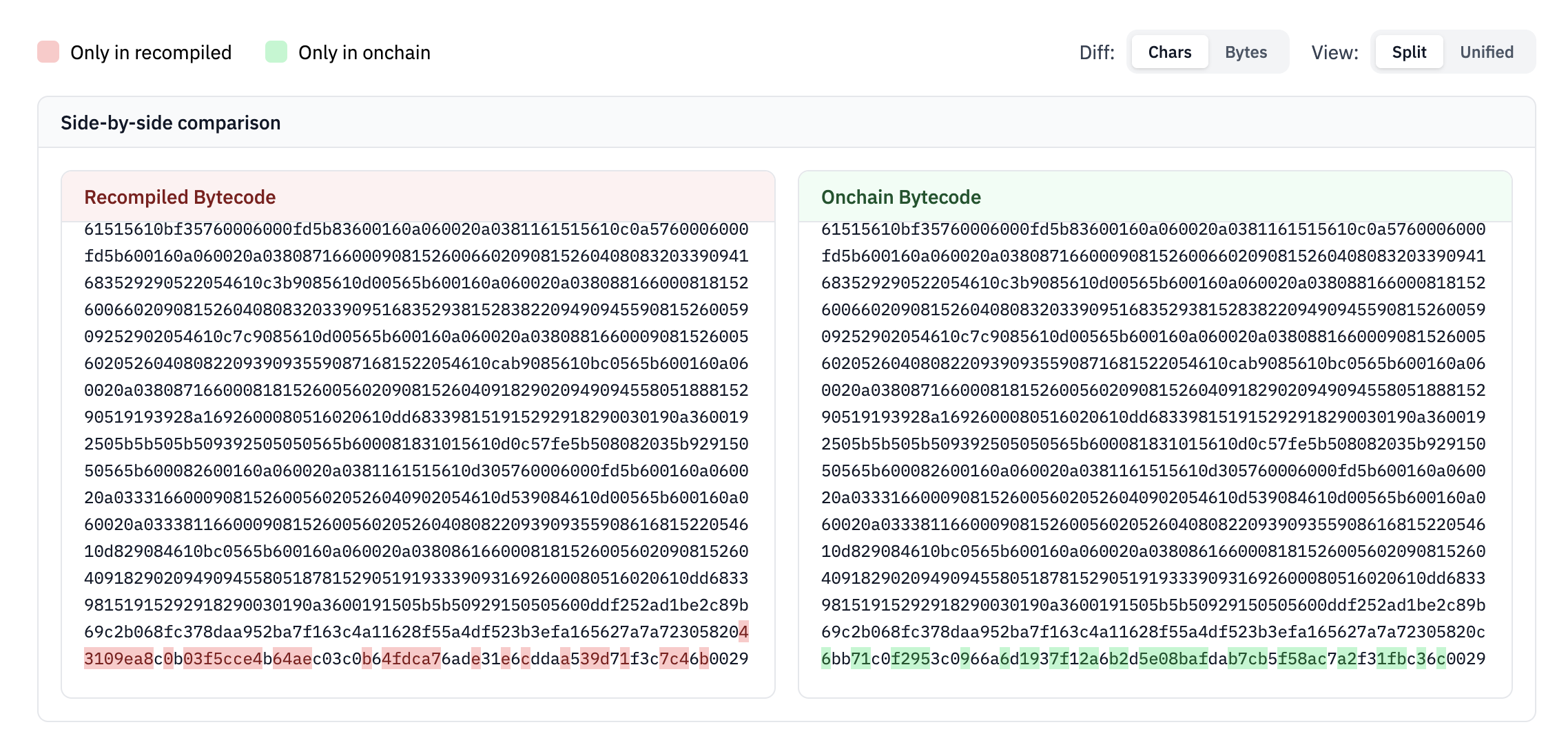 Bytecode diff
